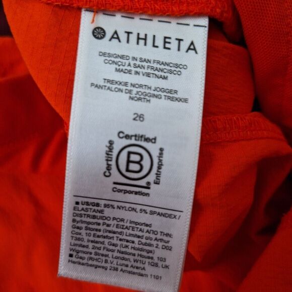 Athleta Trekkie North Jogger Womens 26 Orange Red Drawstring Zip Pockets Walking - Picture 8 of 8